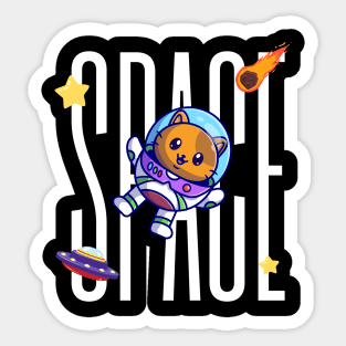 Astronaut Cat Wandering In Space Sticker